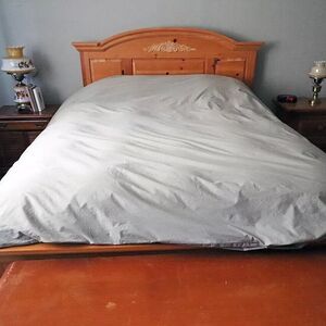 COYUCHI Organic Crinkled Cotton Percale KING Duvet Cover Gray